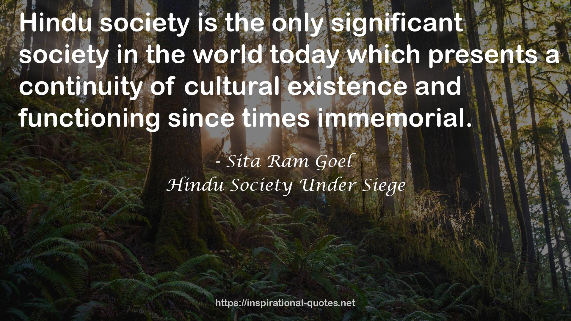 Hindu Society Under Siege QUOTES