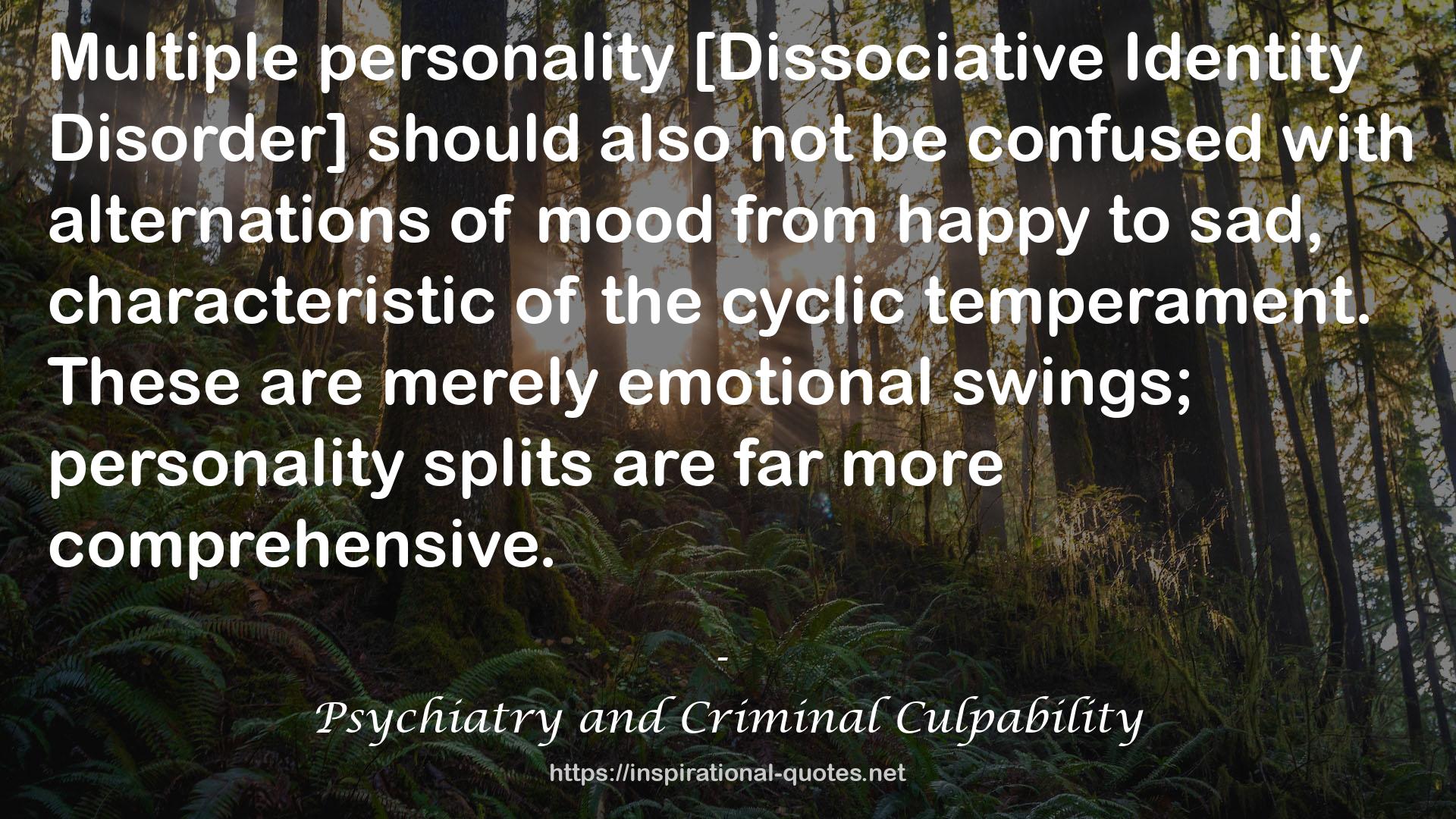 Psychiatry and Criminal Culpability QUOTES