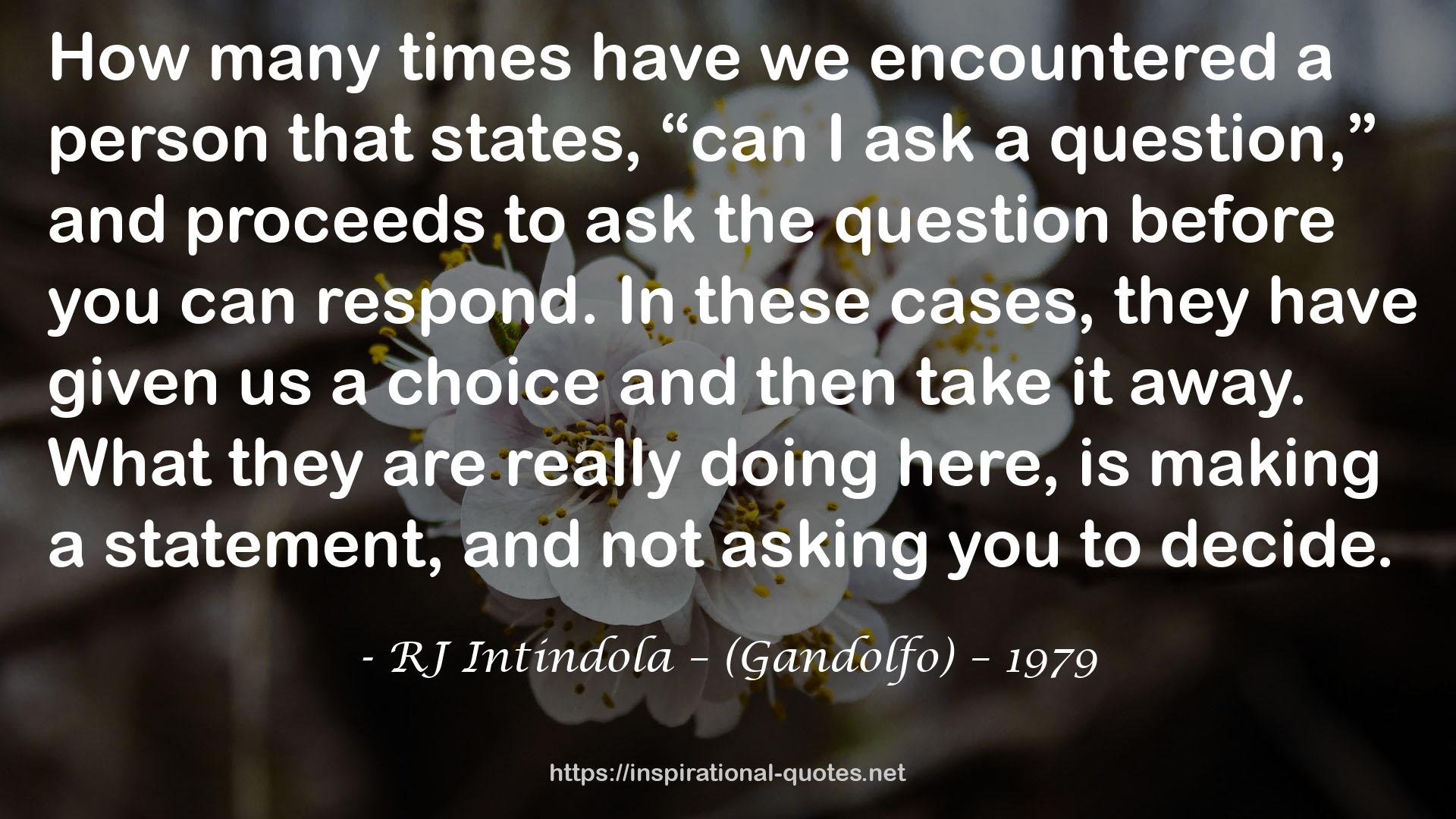 RJ Intindola – (Gandolfo) – 1979 QUOTES