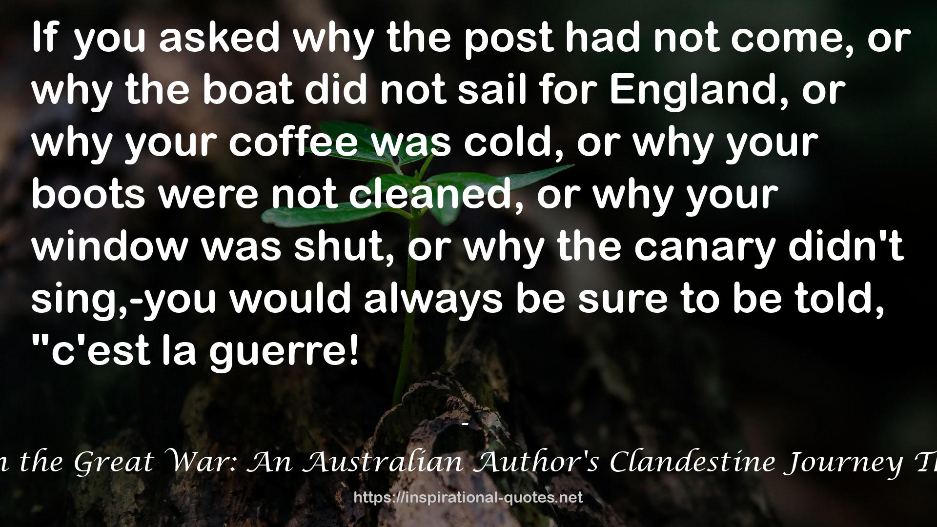 A Woman's Experiences in the Great War: An Australian Author's Clandestine Journey Through War-Torn Belgium QUOTES