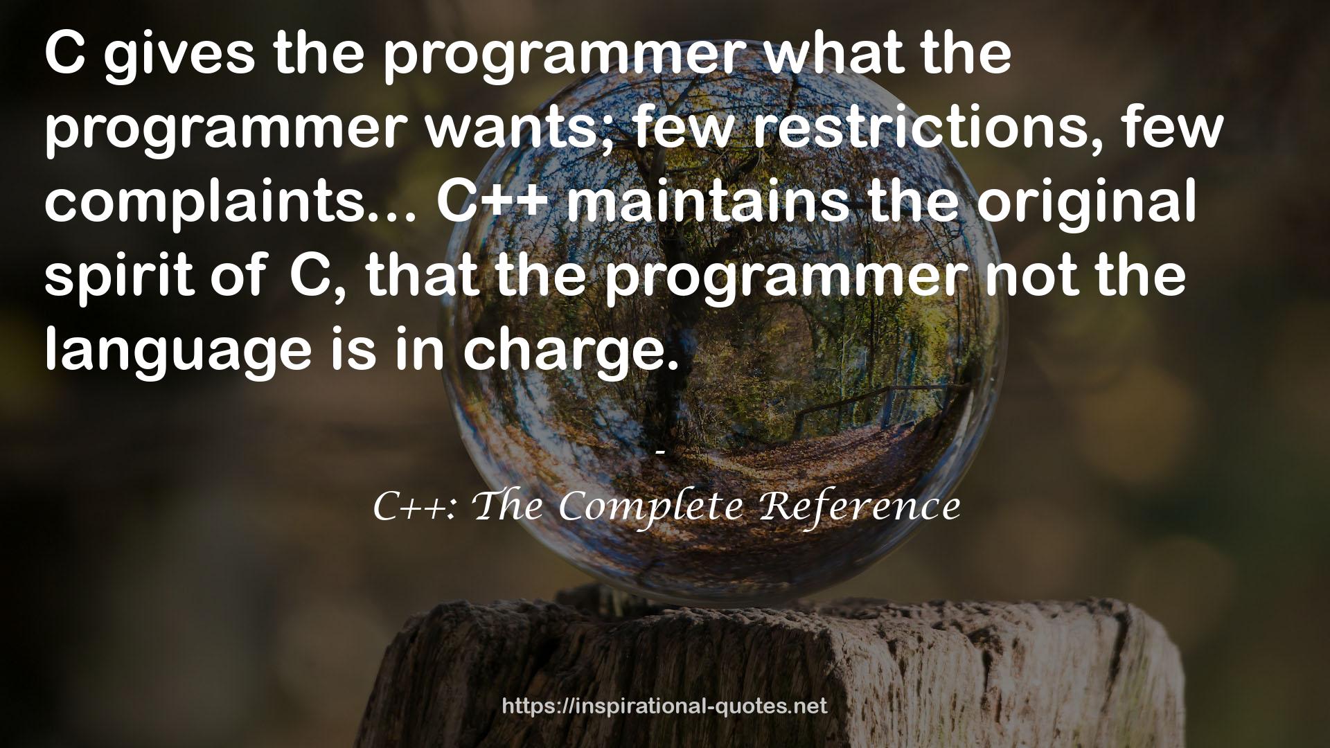 C++: The Complete Reference QUOTES