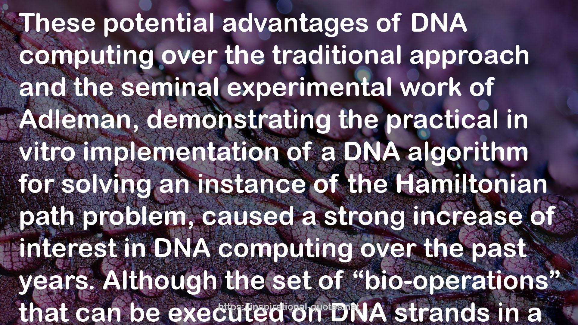 Evolution as Computation: Dimacs Workshop, Princeton, January 1999 QUOTES