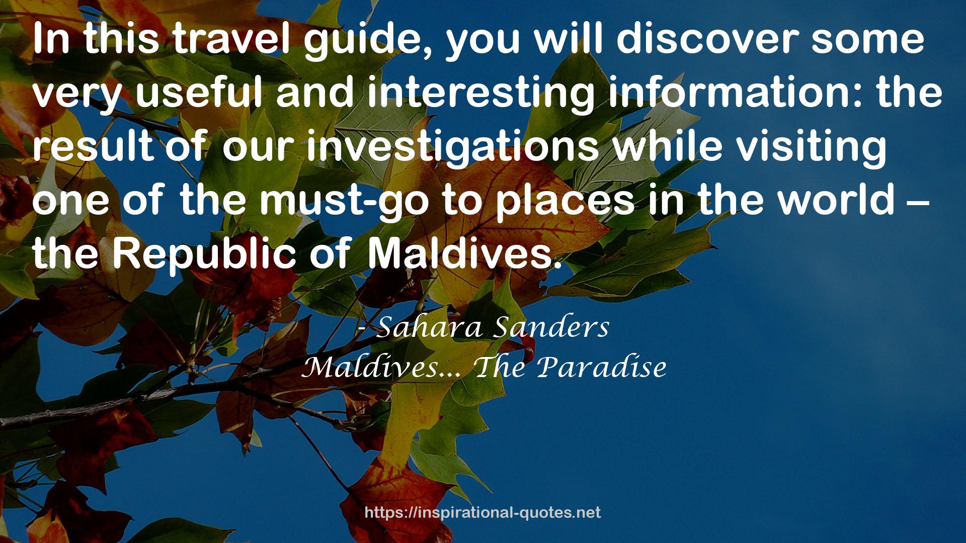 Maldives... The Paradise QUOTES