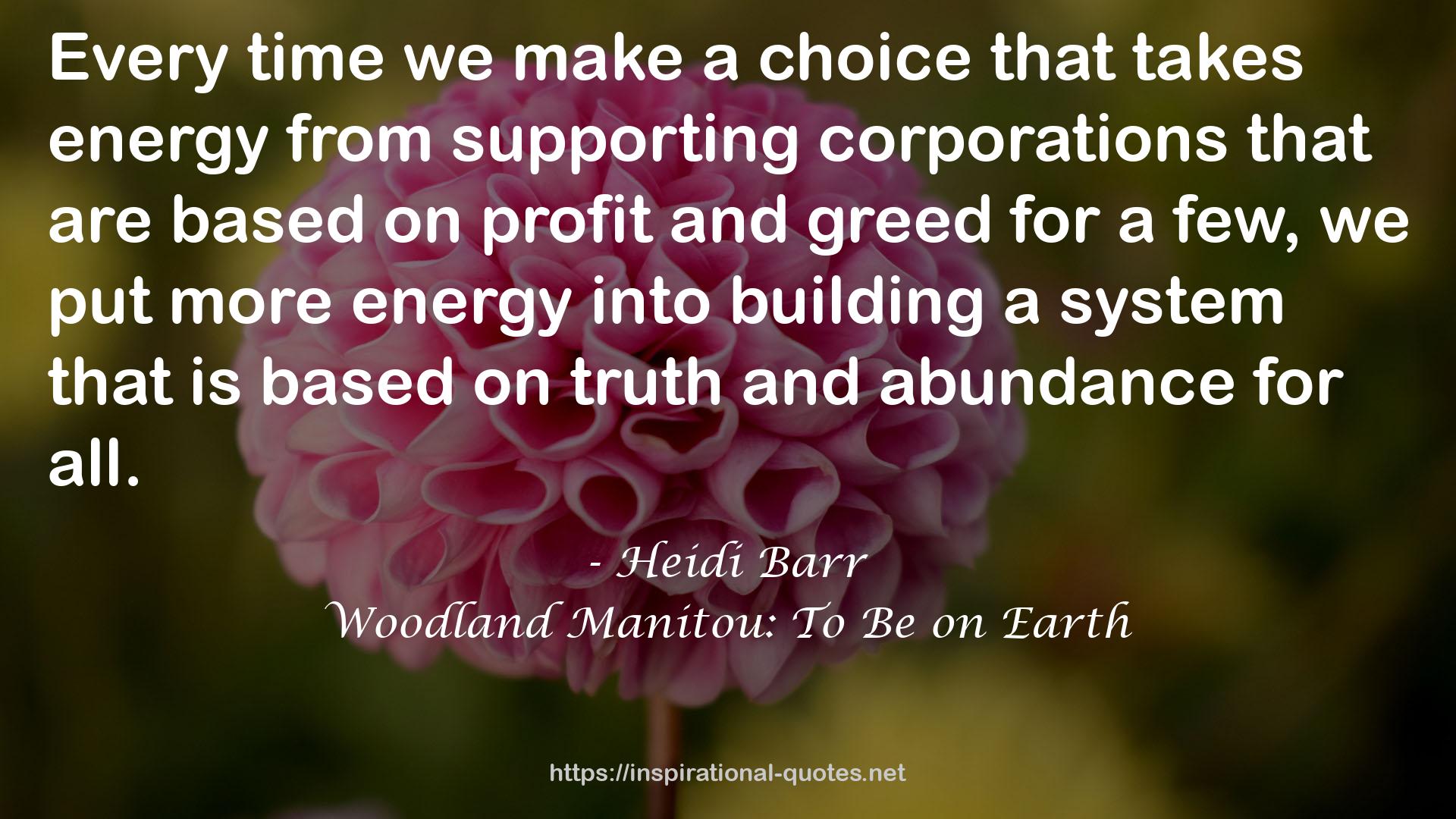 Woodland Manitou: To Be on Earth QUOTES