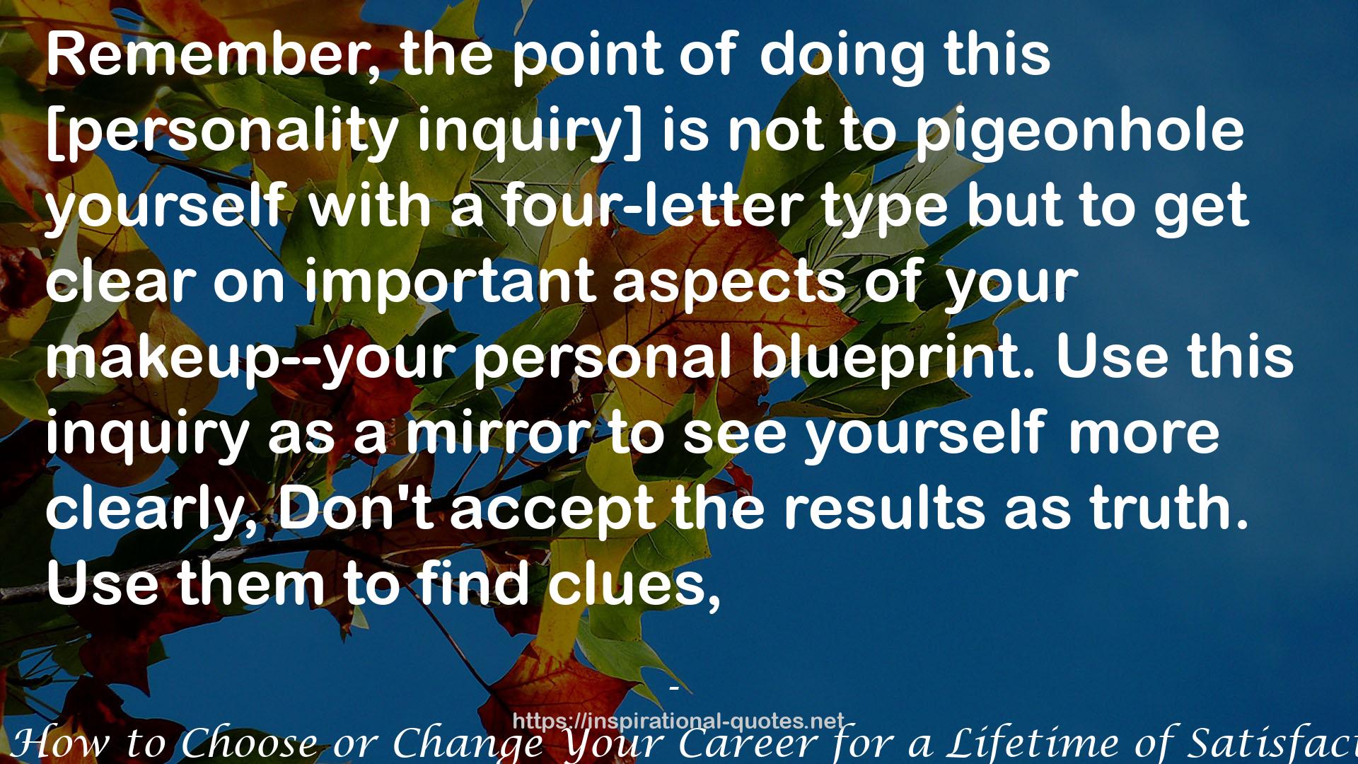 The Pathfinder: How to Choose or Change Your Career for a Lifetime of Satisfaction and Success QUOTES