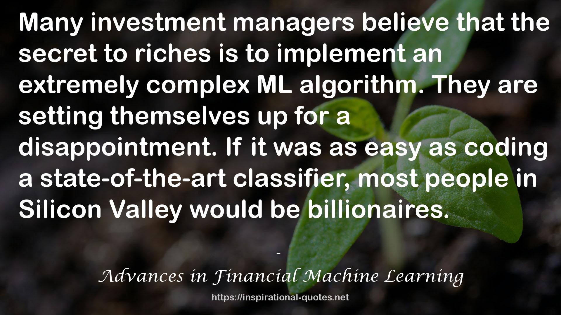 Advances in Financial Machine Learning QUOTES