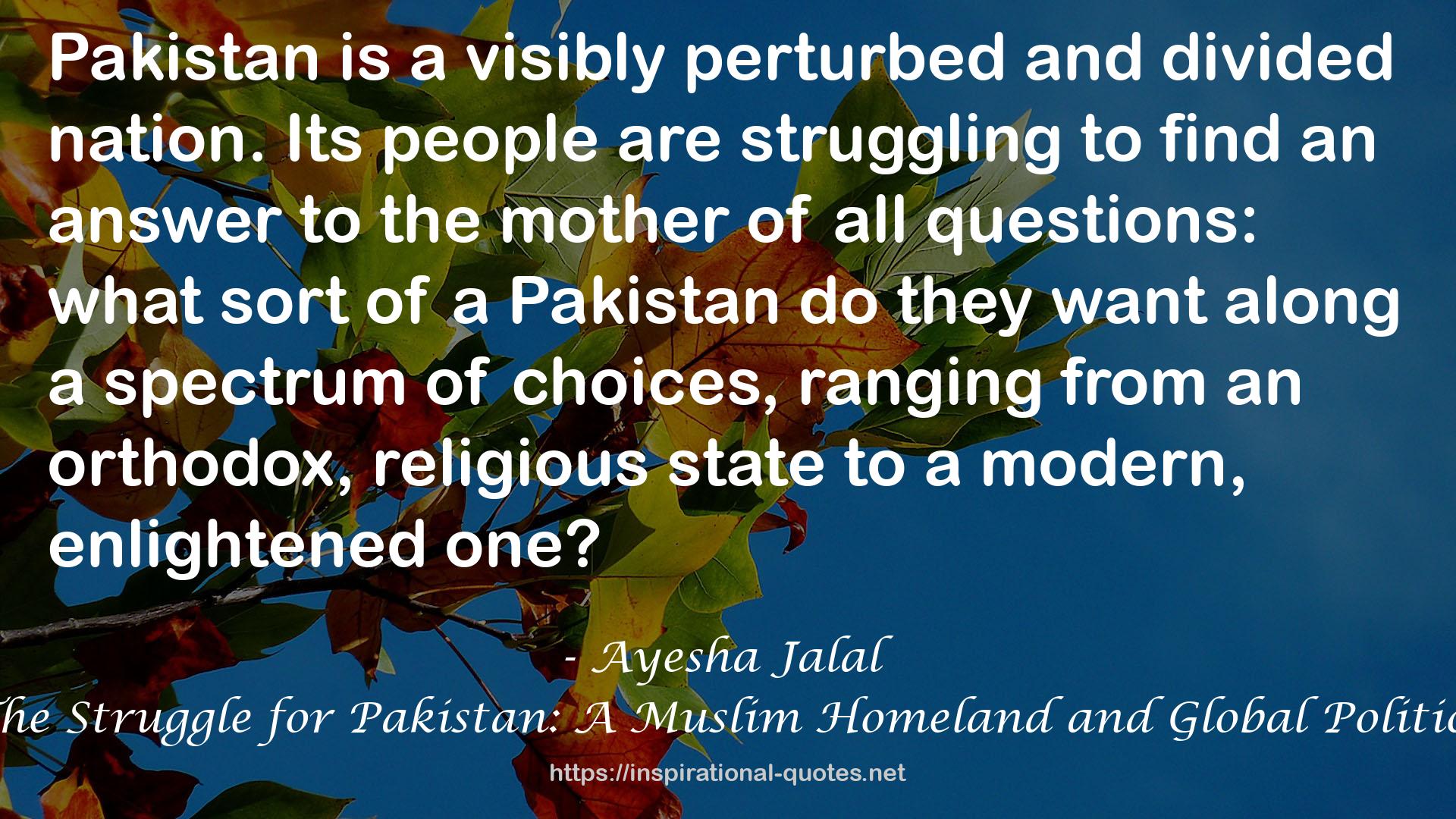 The Struggle for Pakistan: A Muslim Homeland and Global Politics QUOTES