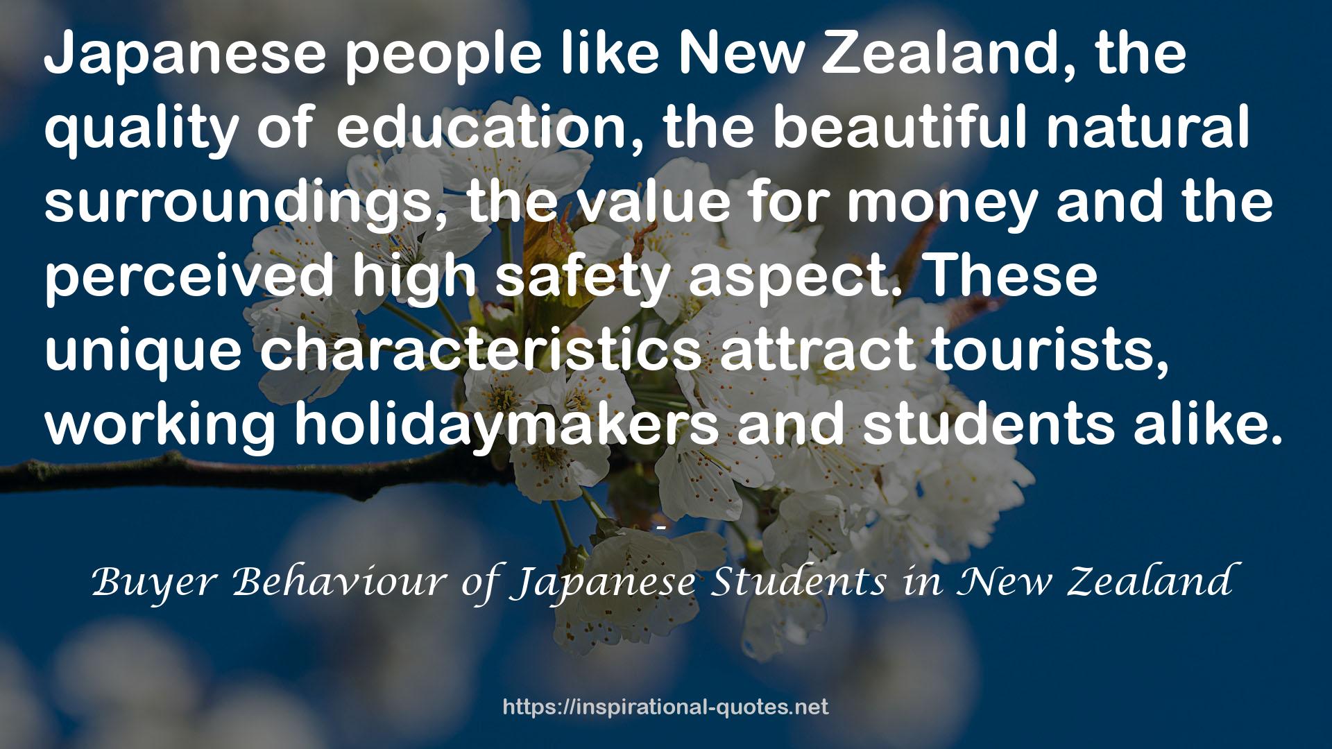 Buyer Behaviour of Japanese Students in New Zealand QUOTES