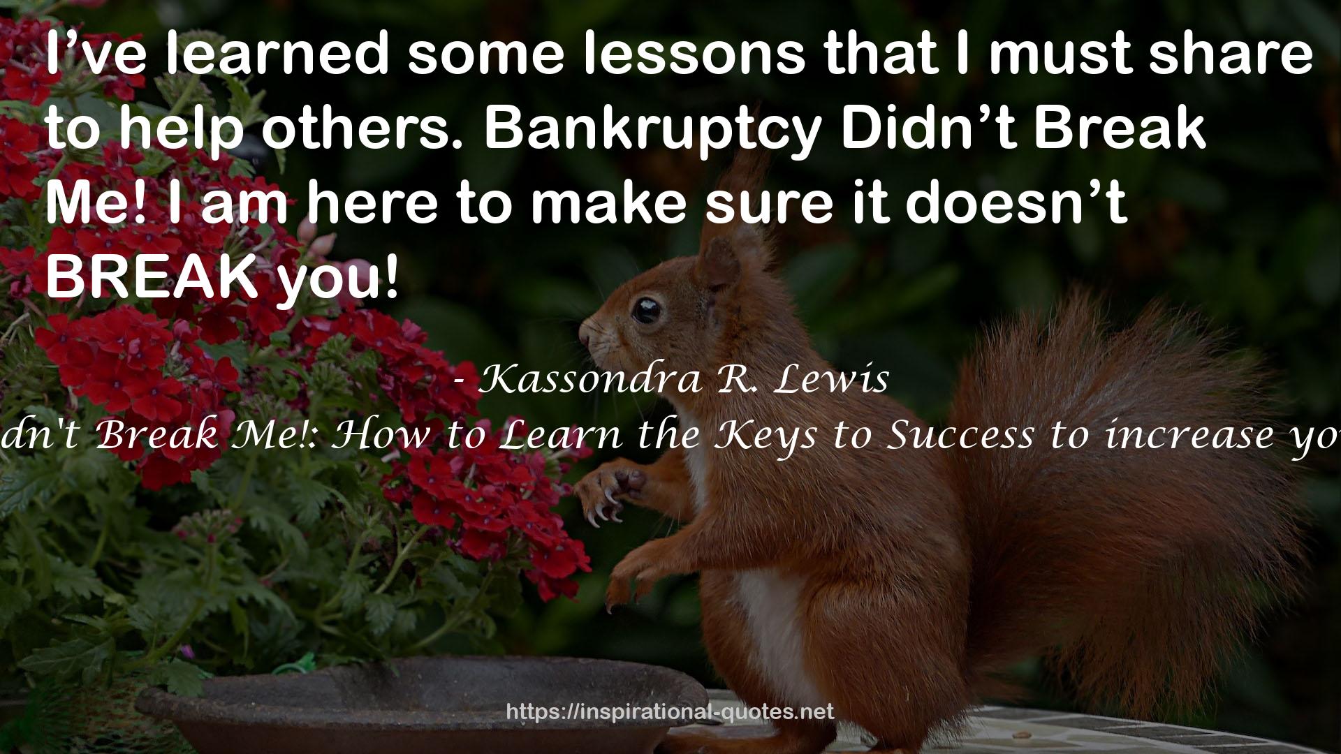 Bankruptcy Didn't Break Me!: How to Learn the Keys to Success to increase your credit scores QUOTES
