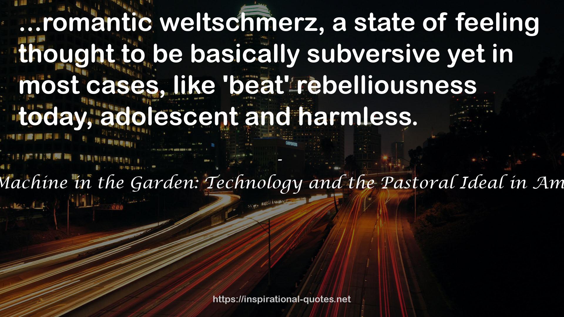 The Machine in the Garden: Technology and the Pastoral Ideal in America QUOTES