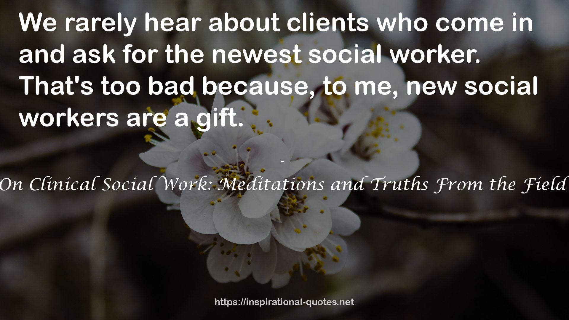 On Clinical Social Work: Meditations and Truths From the Field QUOTES