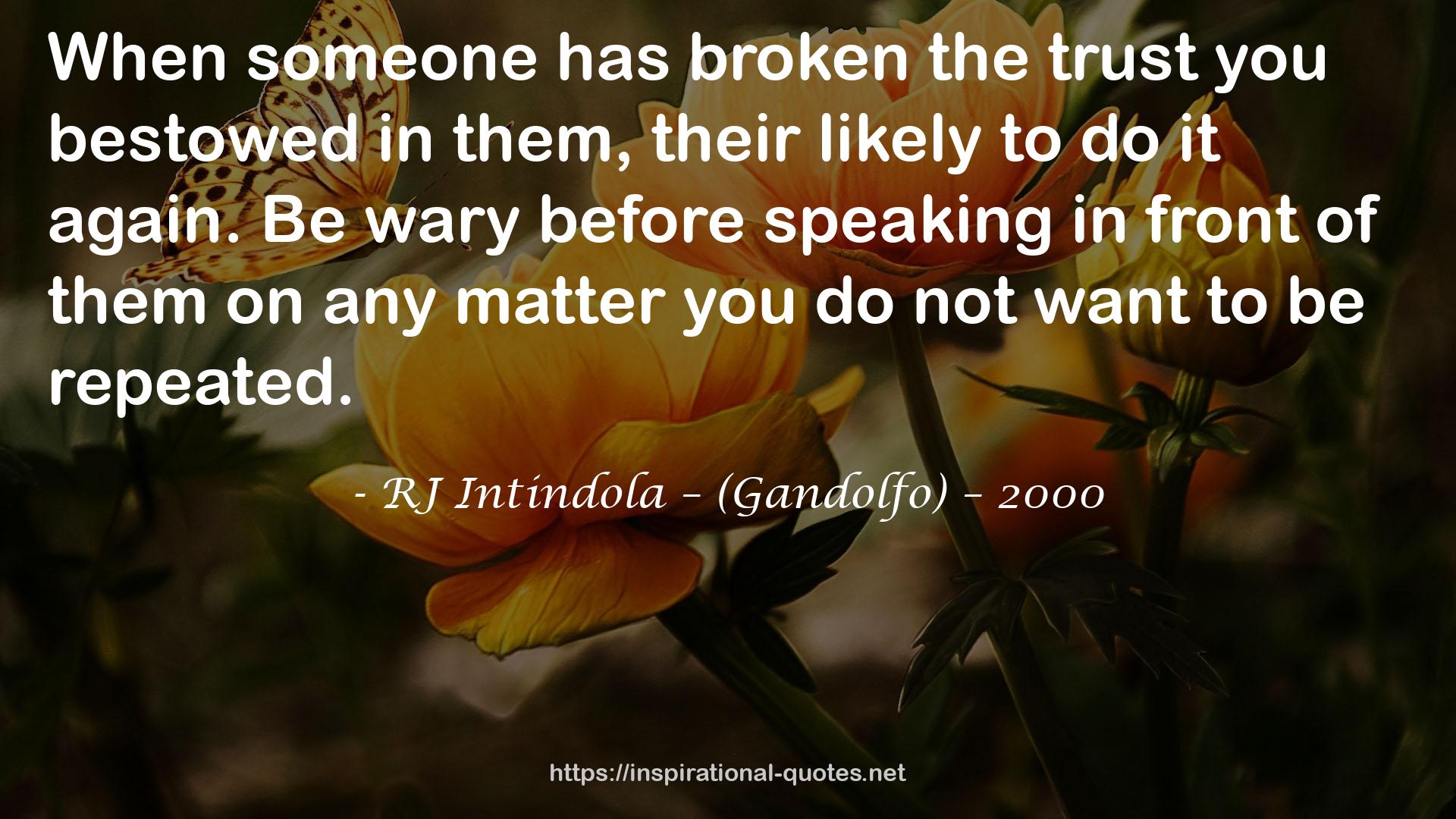 RJ Intindola – (Gandolfo) – 2000 QUOTES