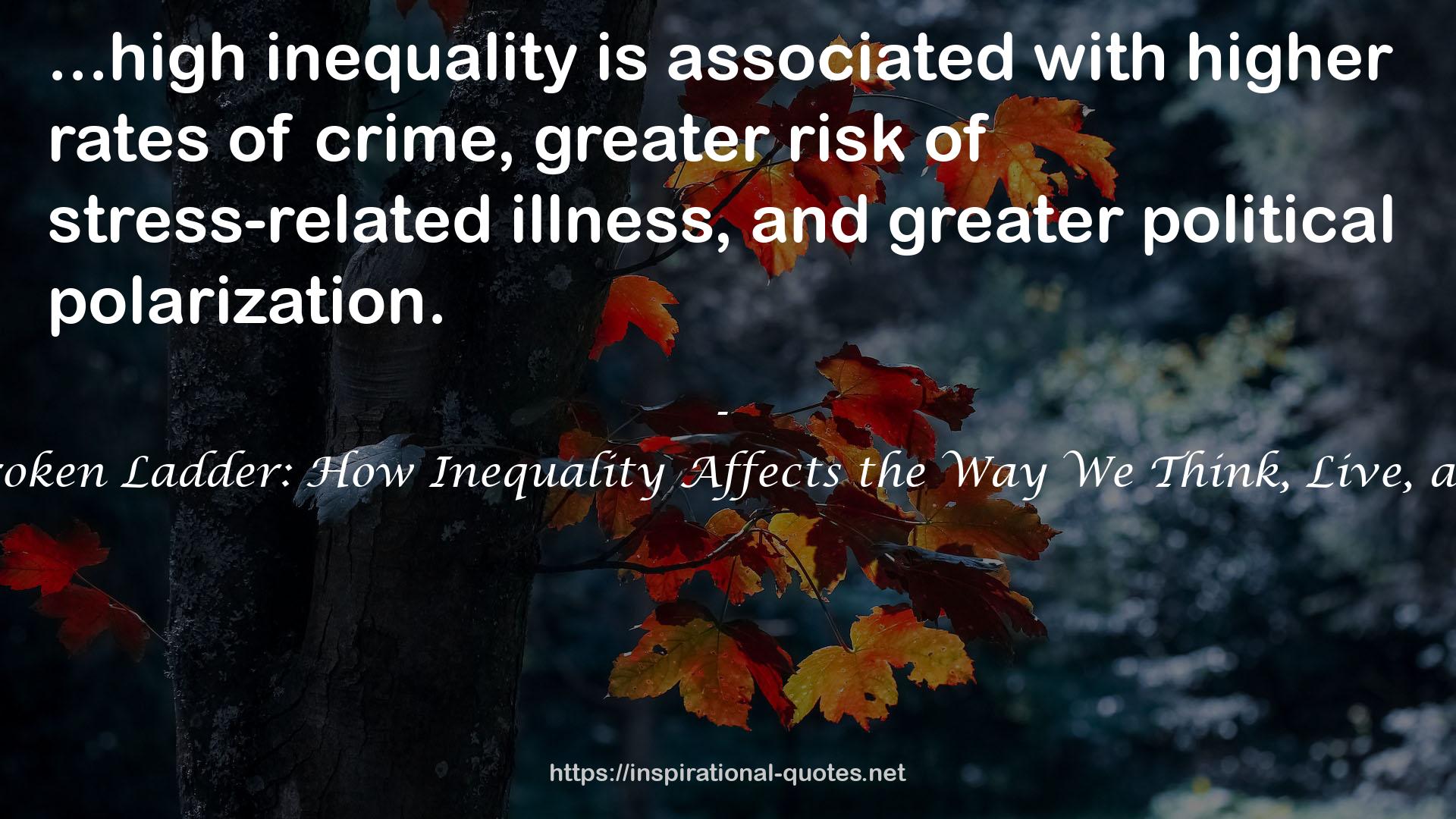 The Broken Ladder: How Inequality Affects the Way We Think, Live, and Die QUOTES