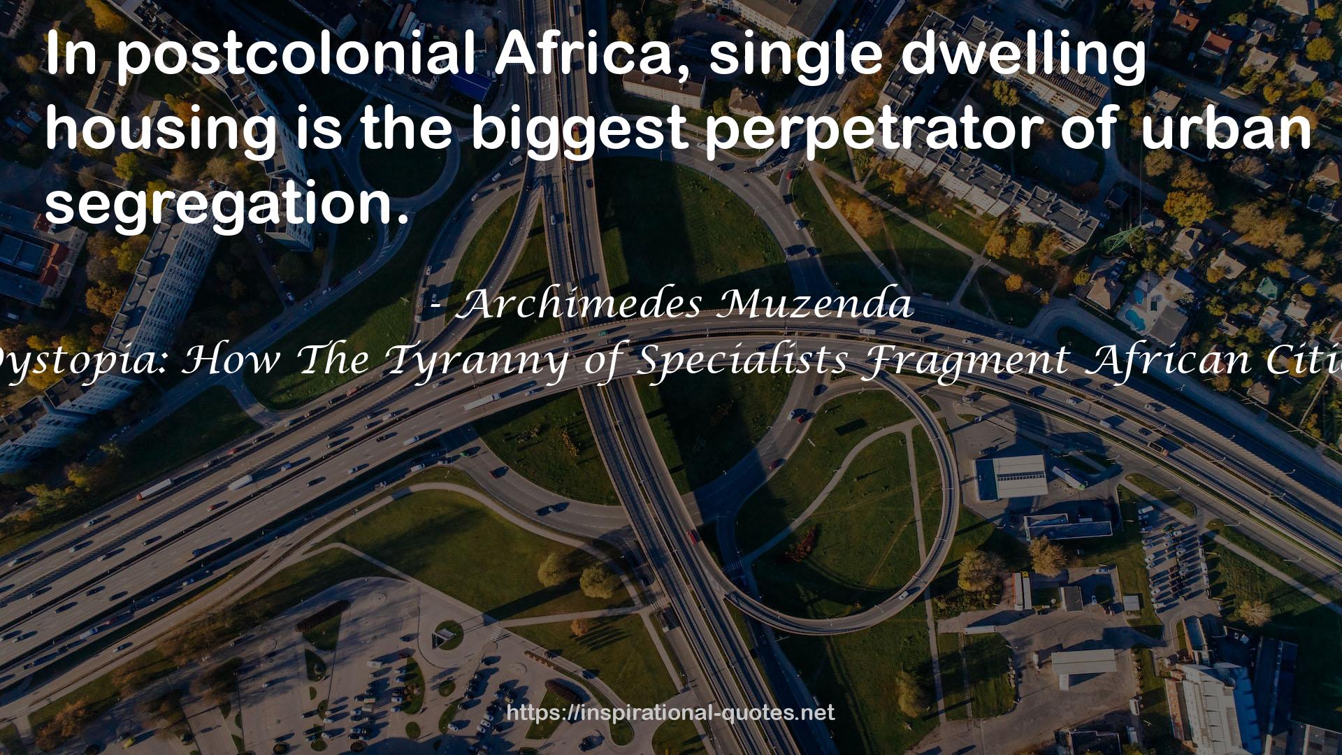 Dystopia: How The Tyranny of Specialists Fragment African Cities QUOTES